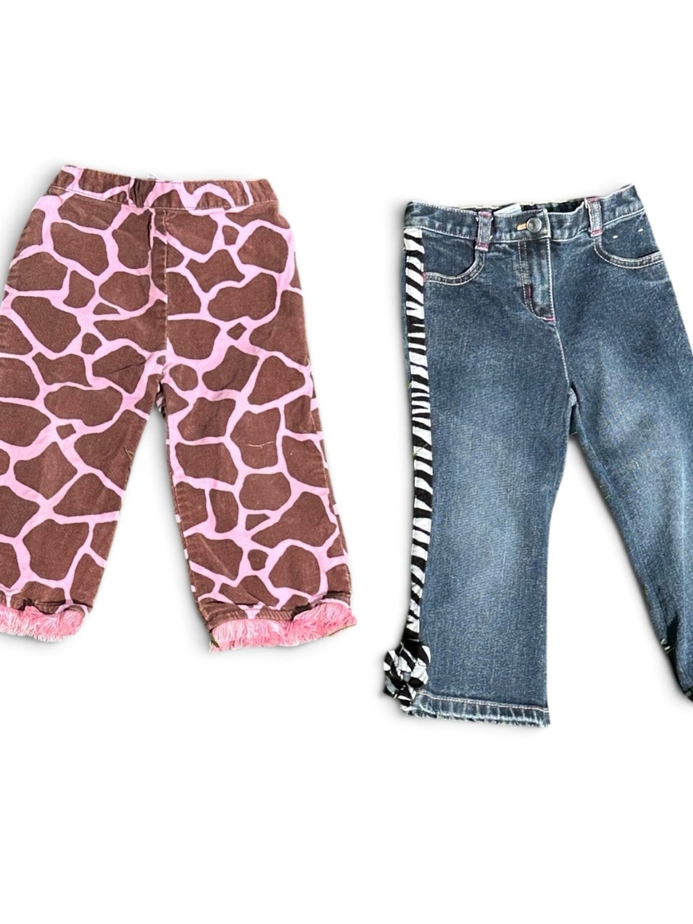 VTG  Gymboree Girls GIRAFFE Pants Velveteen Brown & Pink Jeans Zebra Size 2T Y2k